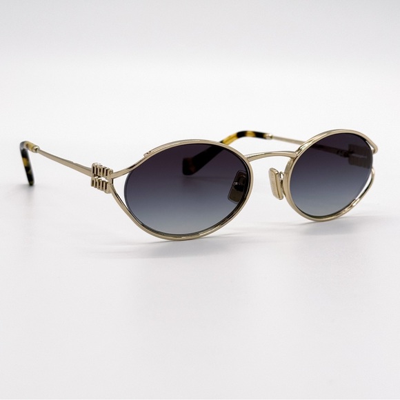 NEW MIU MIU SMU 52Y ZVN5D1 OVAL MU 52YS ZVN5D1 GOLD WOMEN SUNGLASSES MU52YS main image 10